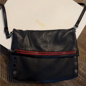 Hammitt VIP Lrg Black Gunmetal Grommets with Red Zipper